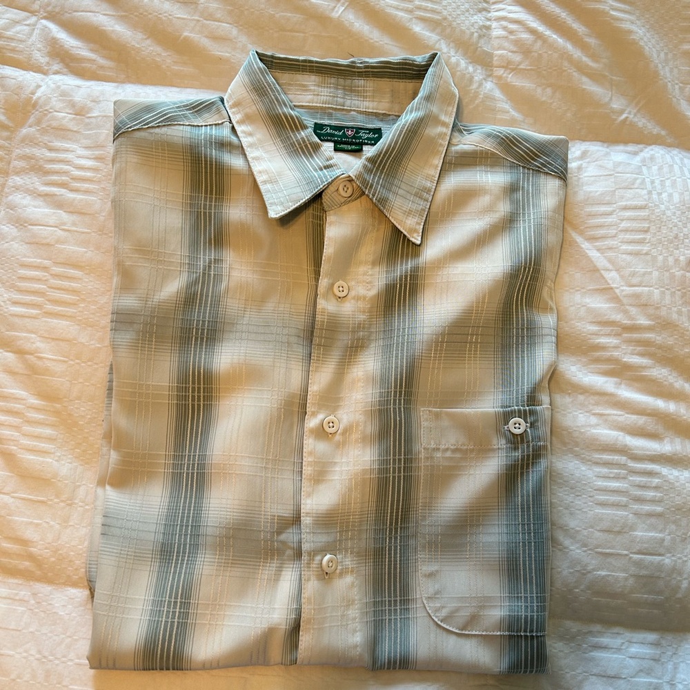 David Taylor Microfiber Shirt - Mint and White